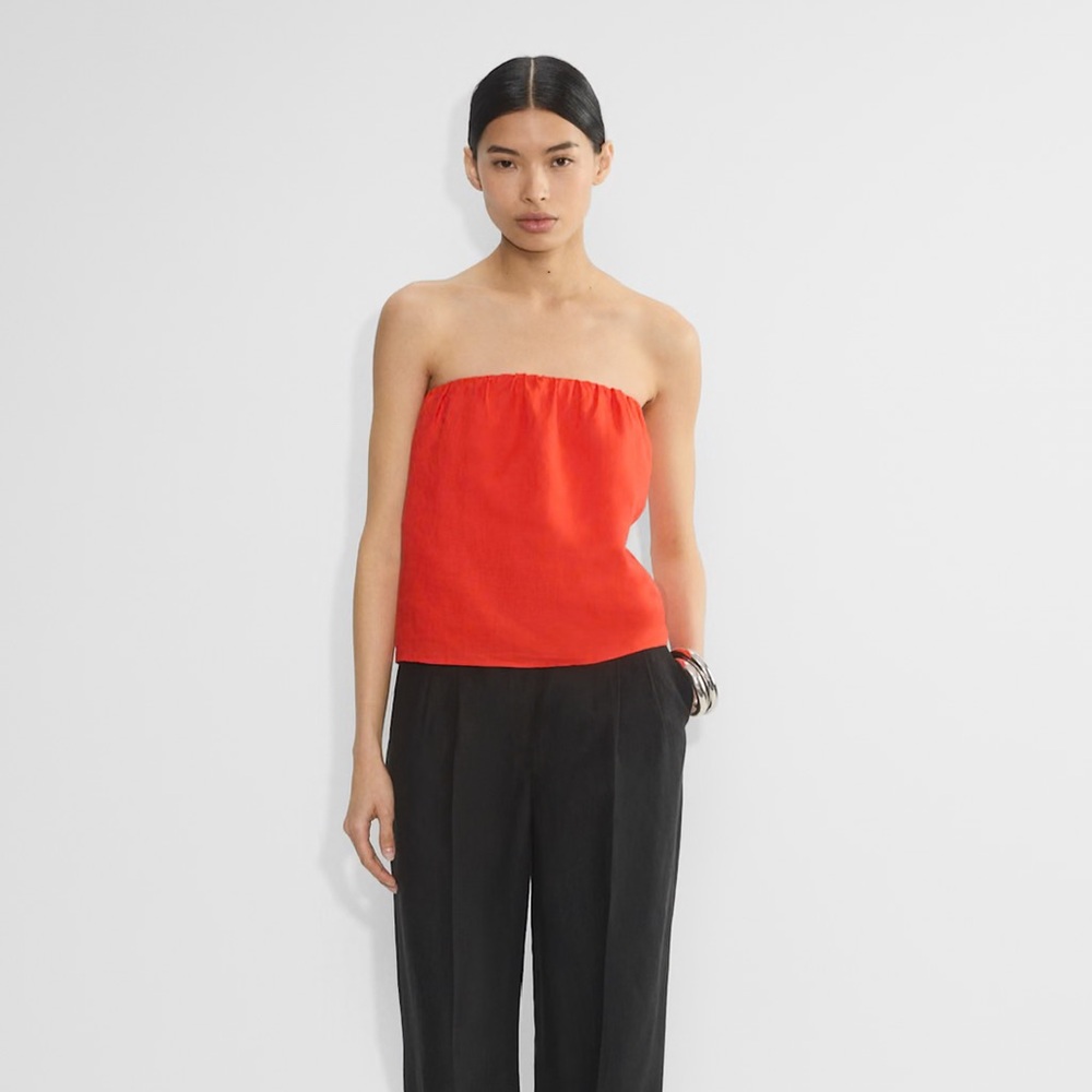 Babaton Orange Silk Strapless Top, never worn